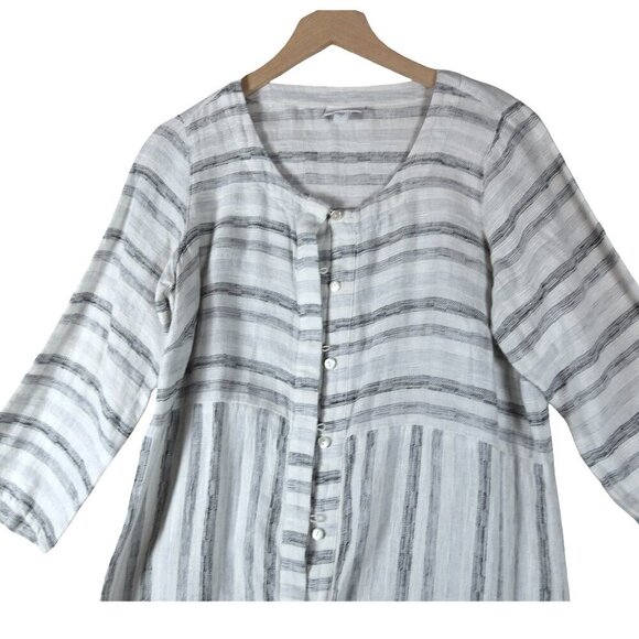 Pure Jill Linen  Cotton Tunic Blouse Shirt S Coastal Minimalist - Picture 4 of 11